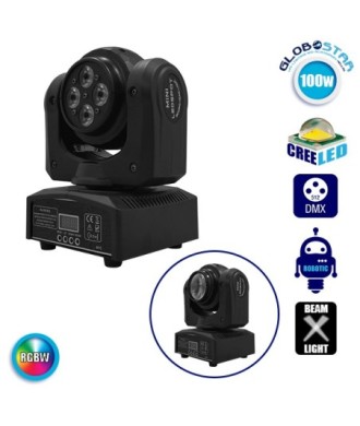 Επαγγελματική Κινούμενη Ρομποτική Διπλή Κεφαλή Beam CREE LED 10W & SPOT 4x10W 230V DMX512 RGBW GloboStar 51136